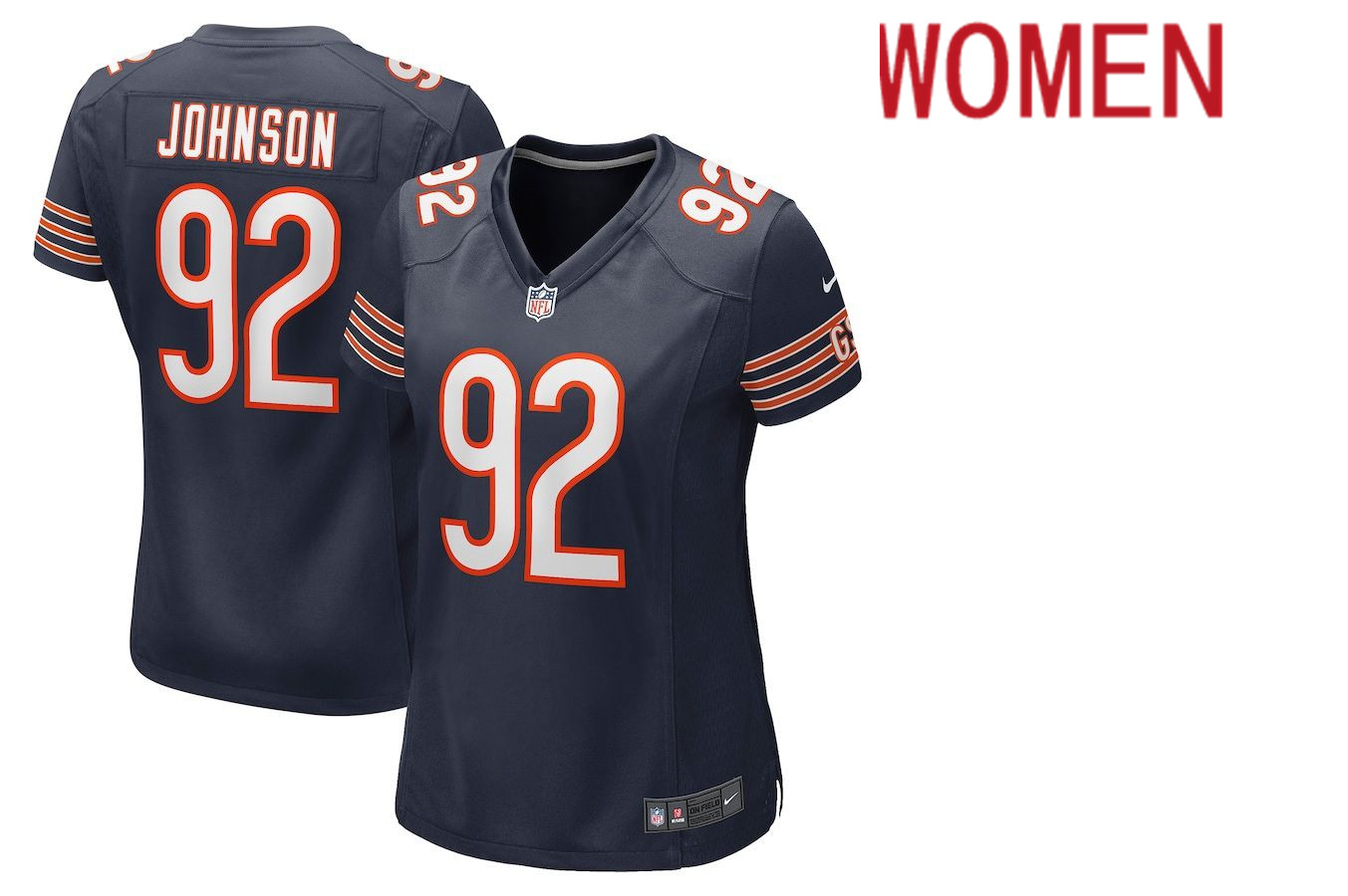 Women Chicago Bears 92 Caleb Johnson Nike Navy Game NFL Jersey
